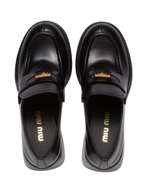 miu miu penny loafers heel
